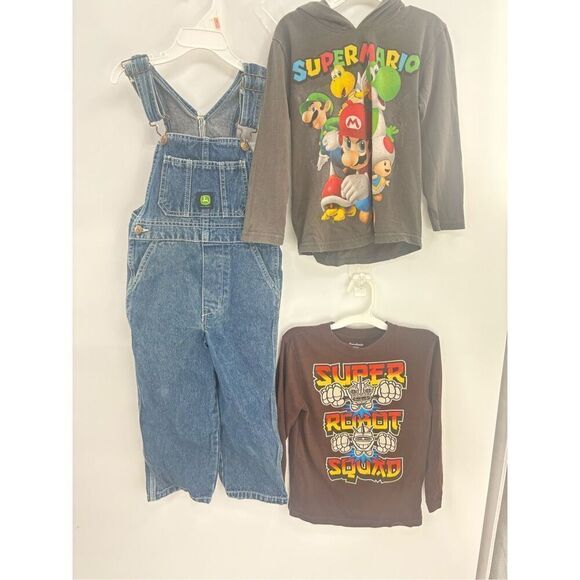 John Deere   overalls with super Mario bro short size 4-5 - Picture 1 of 4